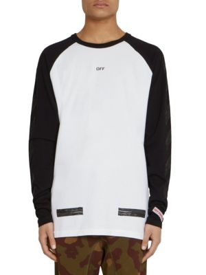 Off-white Black & White Brushed Diagonal Raglan T-shirt In White Black |  ModeSens