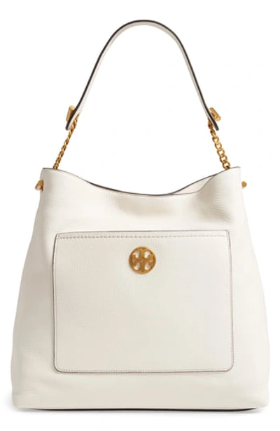 Tory Burch Chelsea Chain Leather Hobo - Ivory In New Ivory