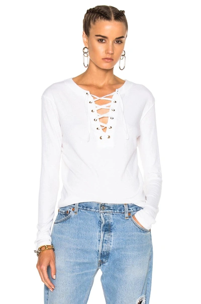 Enza Costa Lace Up Top In Black In White