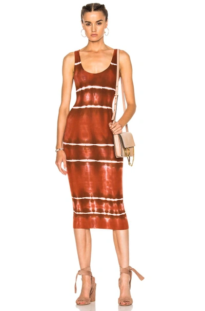 Enza Costa Rib Tank Dress In Sable Ikat Stripe