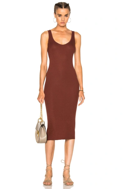 Enza Costa Rib Tank Dress In Red. In Sable