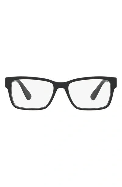 Prada 55mm Rectangle Optical Glasses In Black