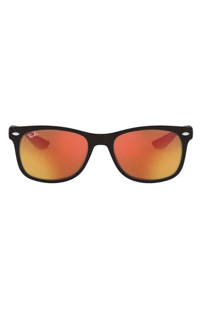 Ray Ban Junior 48mm Wayfarer Mirrored Sunglasses In Matte Black/ Red