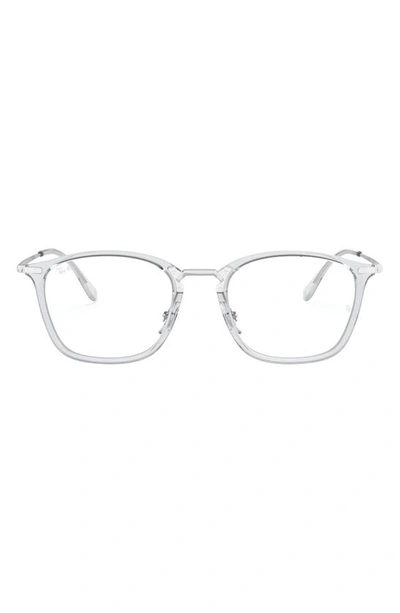 Ray Ban 52mm Square Optical Glasses In Transparent