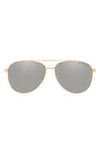 Michael Kors 59mm Aviator Sunglasses In Rose Gold/ Silver Mirrored