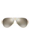 Versace Medusa 62mm Aviator Sunglasses In Gold/ Light Brown Gold Mirror