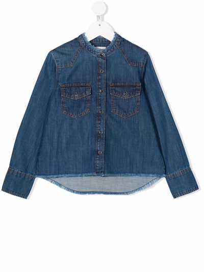 Zadig & Voltaire Girls' Rea Denim Shirt - Little Kid, Big Kid In Bleu
