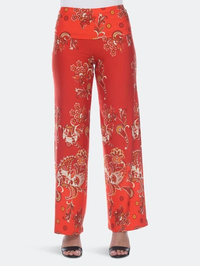 White Mark Plus Size Floral Paisley Printed Palazzo Pants In Red