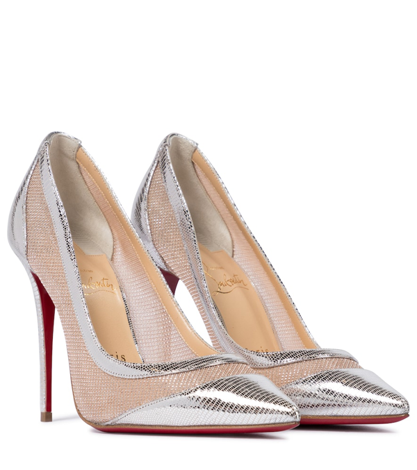 Christian Galativi 100 Leather And Mesh Pumps In Silver |