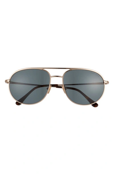 Tom Ford Gio 59mm Aviator Sunglasses In Rose Gold/ Blue