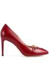 Gucci Women's Leather Pump With Chain In Red Leather