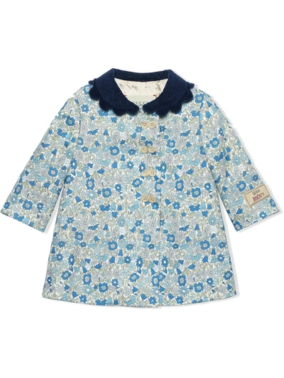 Gucci Babies' Girls Blue Linen Liberty Print Coat
