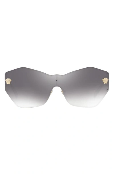 Versace Gradient Shield Sunglasses In Gold/ Silver Mirrored Gradient