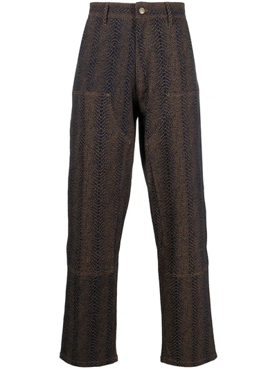 Chinatown Market Snakeskin-print Straight-leg Trousers In Brown