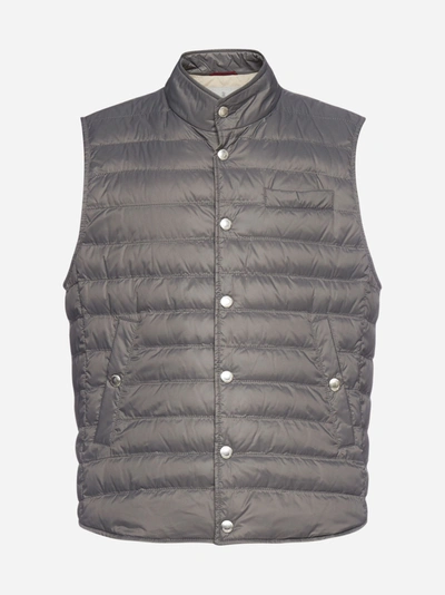 Brunello Cucinelli Quilted Nylon Vest In Grey