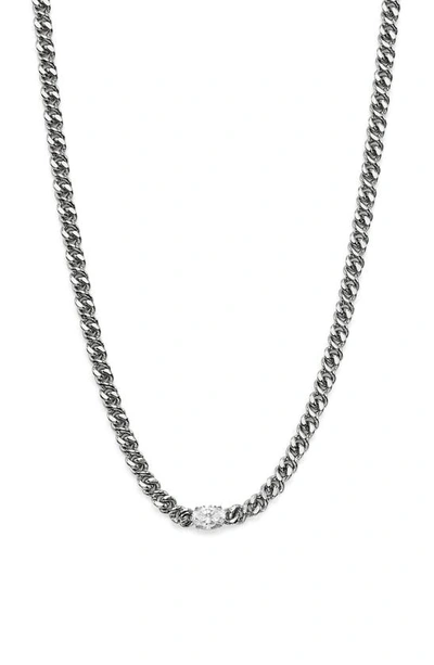Nadri Wrap Party Cubic Zirconia Curb Chain Necklace In Rhodium