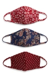 Astr 3-pack Adult Face Masks In Red Multi