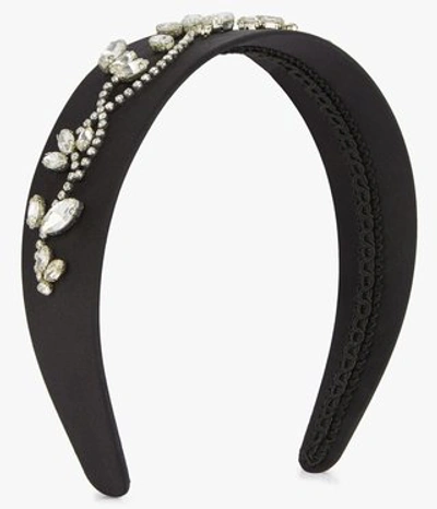 Erdem Embroidered Satin Headband In Black