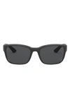 Prada Pillow 57mm Rectangle Sunglasses In Black Demi Shiny/ Dark Grey