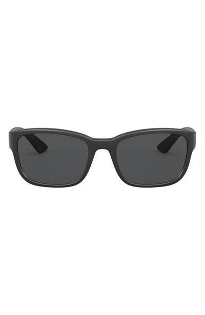 Prada Pillow 57mm Rectangle Sunglasses In Black Demi Shiny/ Dark Grey