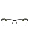 Ray Ban 56mm Rectangle Semi Rimless Optical Glasses In Black