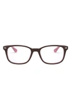 Ray Ban 51mm Square Optical Glasses In Brown/ Opal Pink