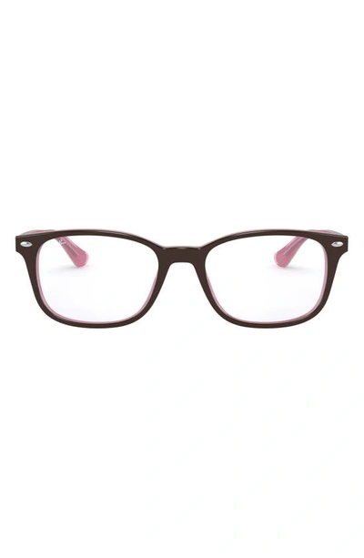 Ray Ban 51mm Square Optical Glasses In Brown/ Opal Pink