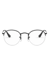 Ray Ban 51mm Round Optical Glasses In Shiny Black