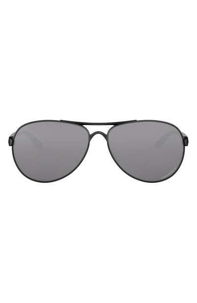 Oakley 59mm Polarized Aviator Sunglasses In Black/ Silver