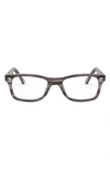 Ray Ban 53mm Square Optical Glasses In Striped Grey