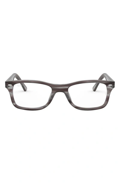 Ray Ban 53mm Square Optical Glasses In Striped Grey