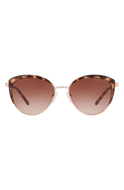 Michael Kors 56mm Gradient Cat Eye Sunglasses In Rose Gold/ Brown Clear