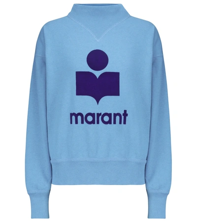 Isabel Marant Étoile Moby Flocked Cotton-blend Jersey Sweatshirt In Light Blue