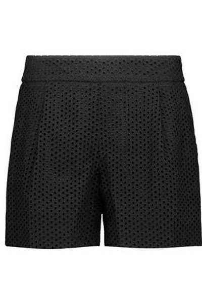 Lela Rose Woman Broderie Anglaise Cotton Shorts Black