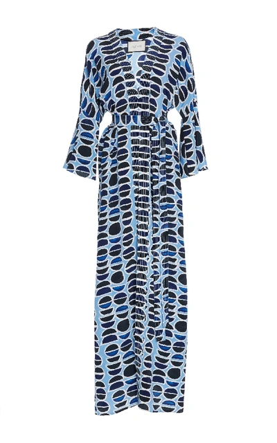 Alexis Millan Silk Maxi Dress, Blue Pattern