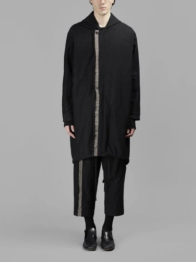 Uma Wang Drawstring Hooded Duffle Coat In Black