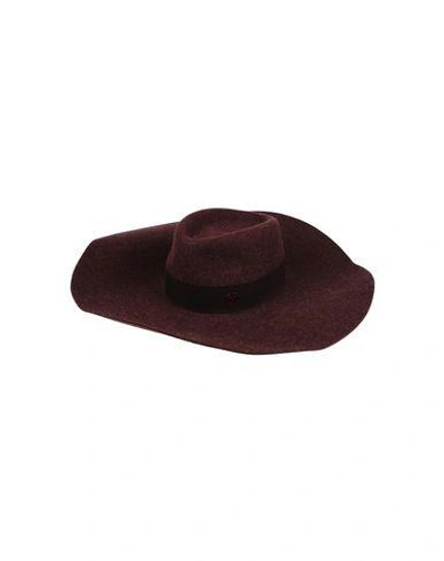 Maison Michel Hats In Maroon