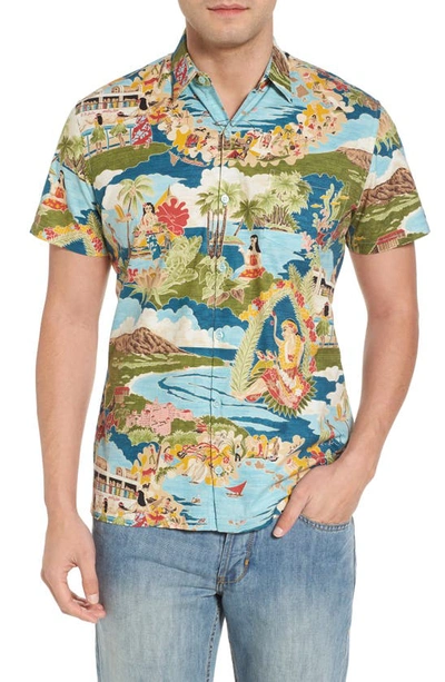 Tori Richard Boat Day Aloha Sport Shirt In Lagoon