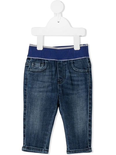 Emporio Armani Babies' Elasticated-waist Jeans In 蓝色