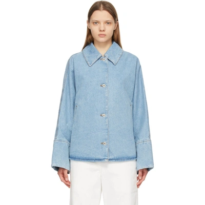 Loewe Logo-patch Oversized Denim Jacket In Blue