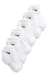 Nike Kids' 6-pack Everyday Cush Ankle Socks In White/ Black