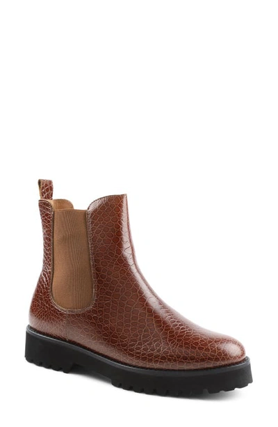 Andre Assous Peggy Chelsea Boot In Brown Croco Leather