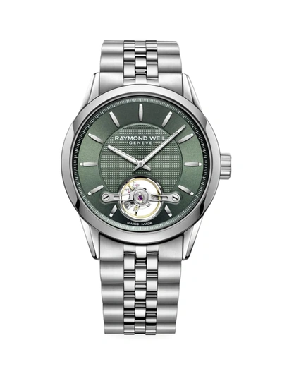 Raymond Weil Men's Swiss Automatic Freelancer Stainless Steel Bracelet Watch 42mm In Green