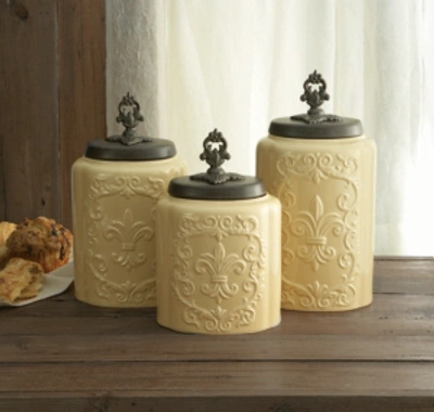 Jay Imports Antique Canister, Set Of 3 In Cream