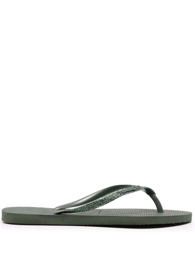Havaianas Women's Slim Glitter Flip Flop Sandals Women's Shoes In Green Olive
