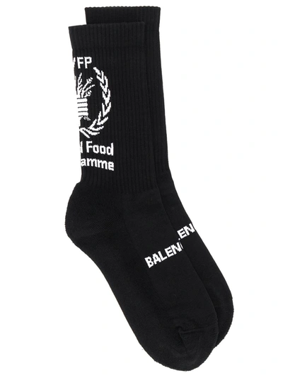 Balenciaga World Food Programme Intarsia Socks In Black