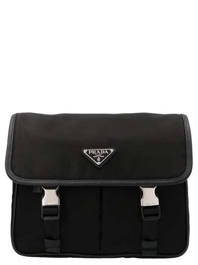 Prada Black Nylon And Saffiano Cross-body Bag