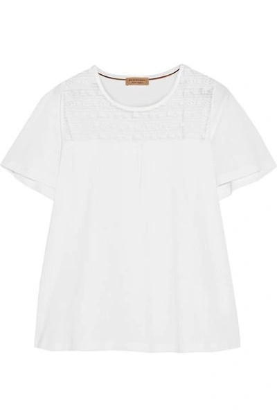 Burberry Lace-paneled Cotton-jersey T-shirt