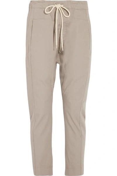 Bassike Cotton-drill Tapered Pants In Taupe