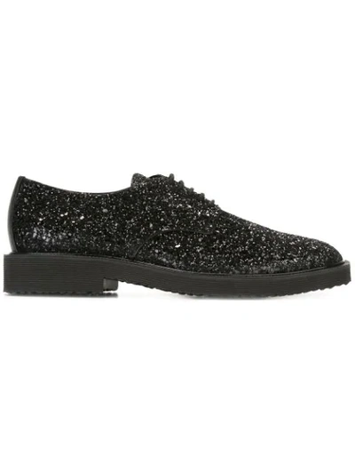 Giuseppe Zanotti Glitter Derby Lace-up Shoes, Black